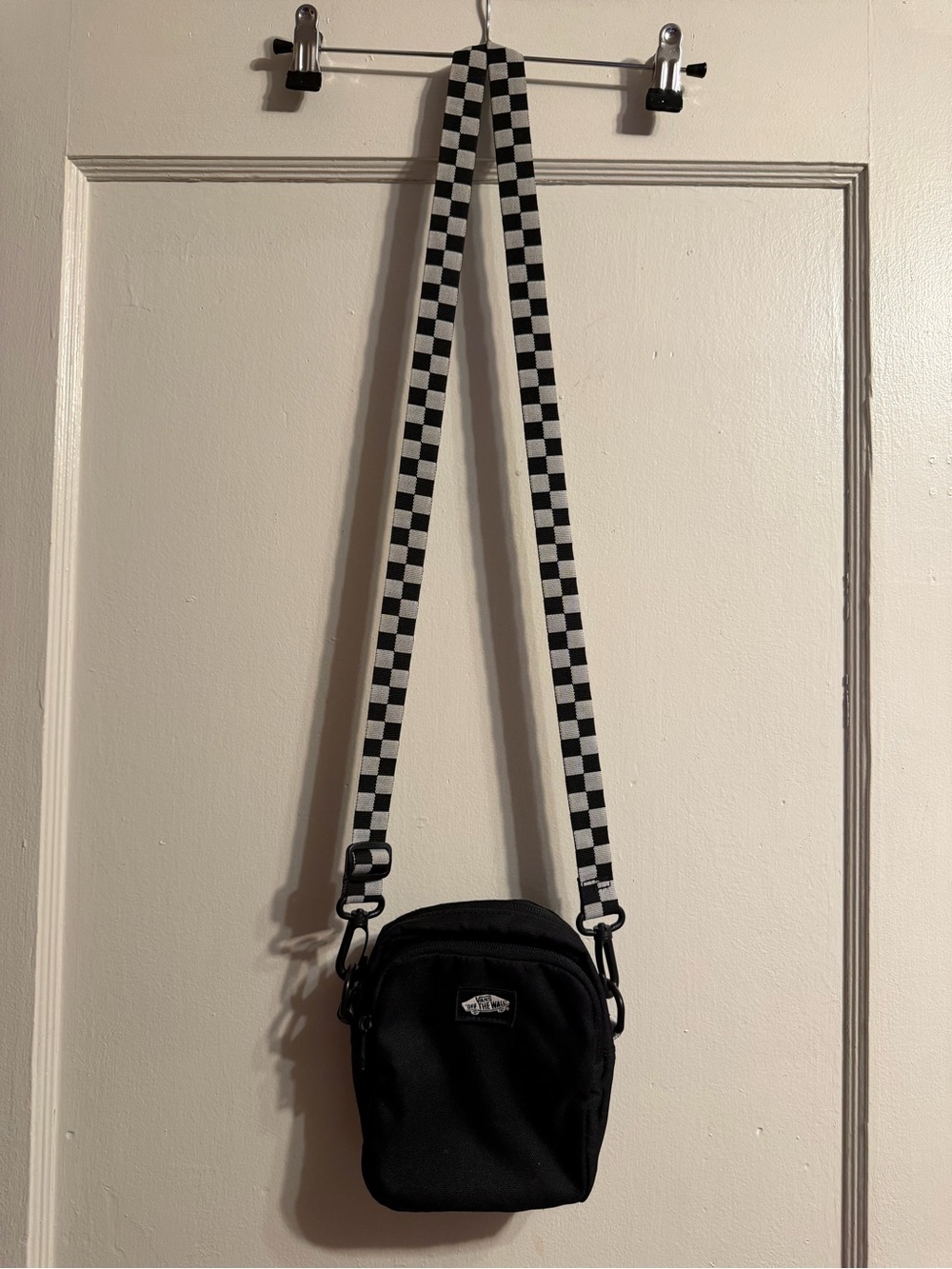 Vans Black Mini Messenger with Checkerboard Strap